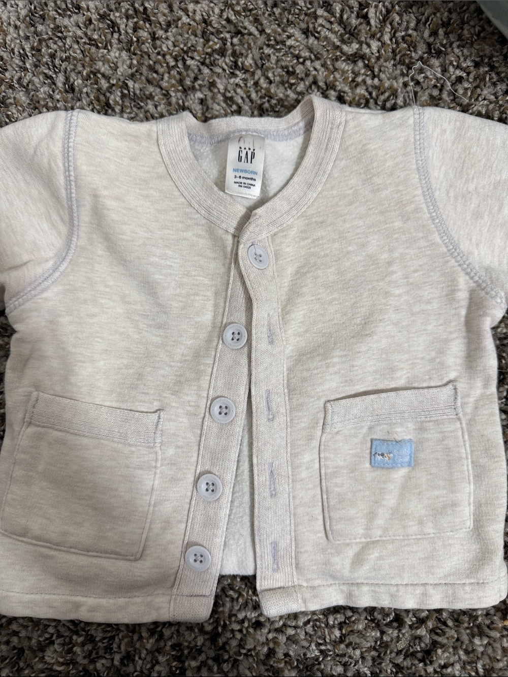 GAP Cream Newborn Button-Front Cardigan